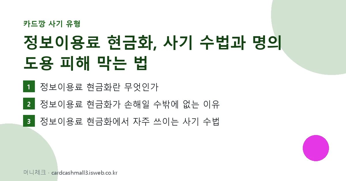 정보이용료 현금화 핵심 내용 요약